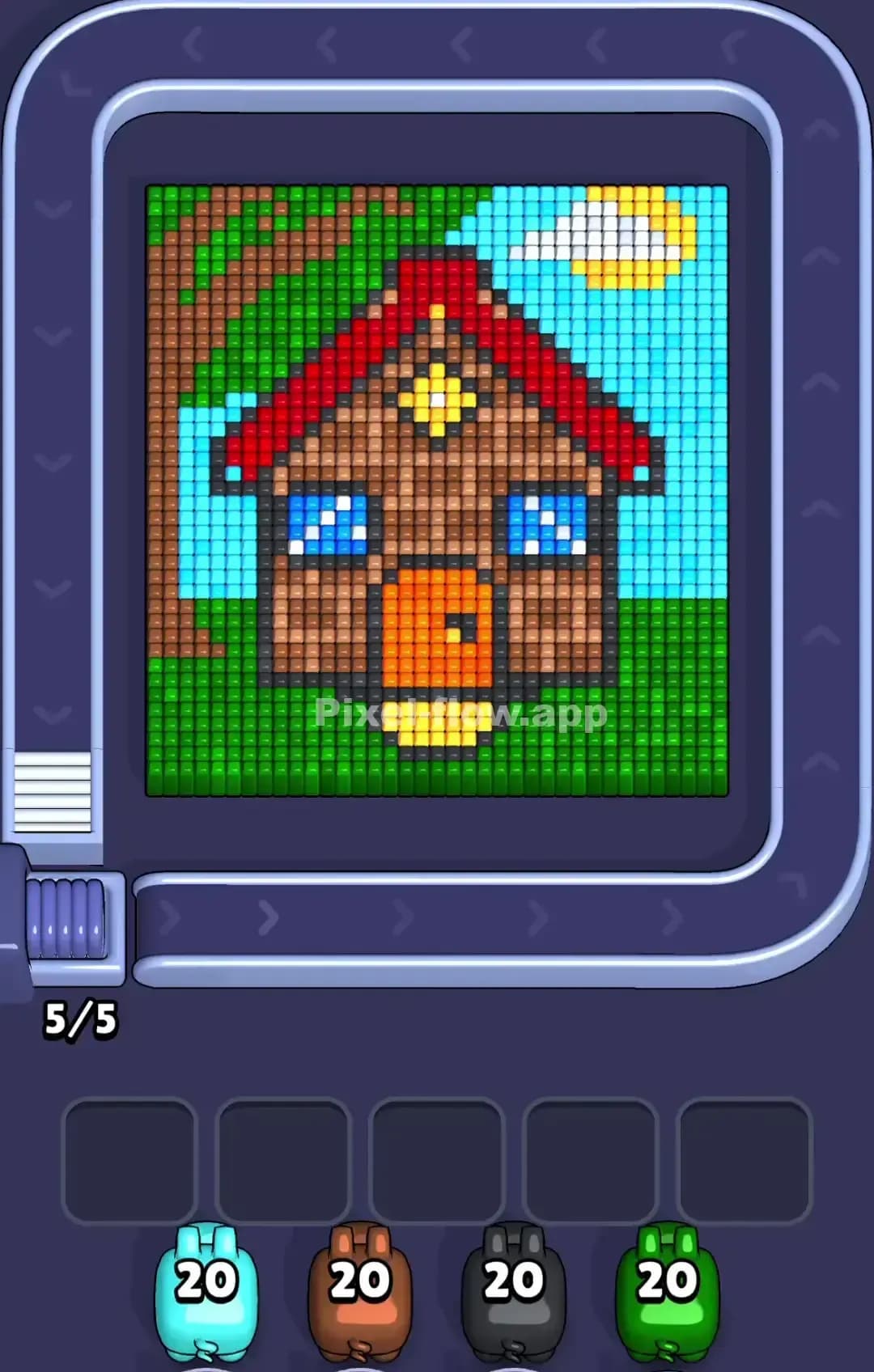 Pixel Flow Wood House Level Screenshot