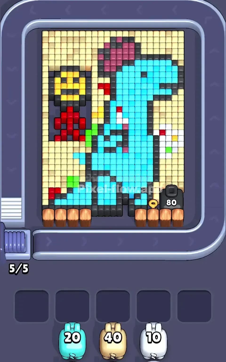 Pixel Flow Blue Dinosaur Level Screenshot